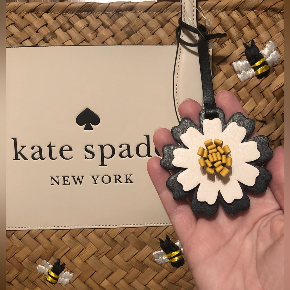 *NWT-Kate Spade-Honey Bee π Straw/Leather Tote, Lg Wallet & Card Holder-807: - Picture 3 of 16